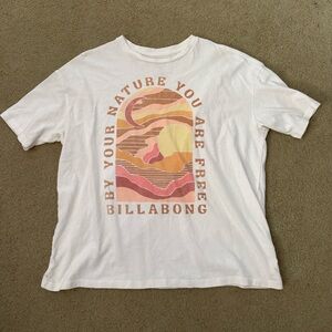 Billabong White and Pink Graphic Tee